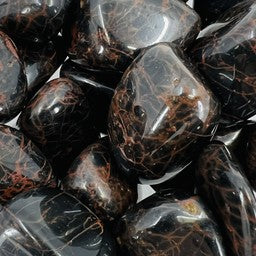 Black Tourmaline & Red Hematite - Medium Tumbled