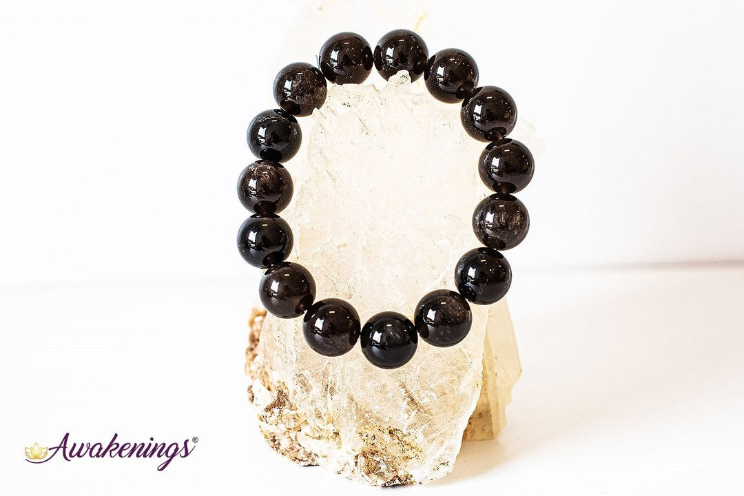Smoky Black Obsidian Bracelet - 14mm