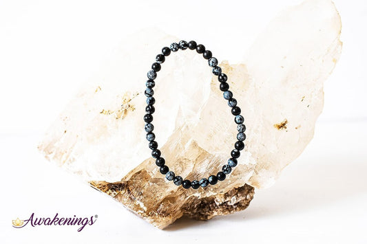 Snowflake Obsidian Bracelet- 4mm