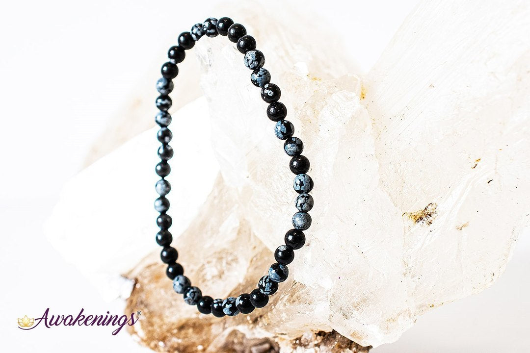 Snowflake Obsidian Bracelet- 4mm