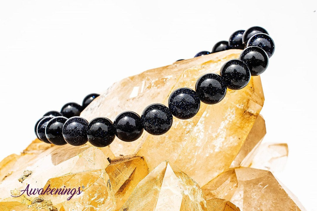 Blue Sandstone/Goldstone Bracelet-8mm