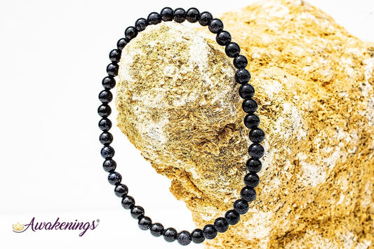 Blue Sandstone/Goldstone Bracelet- 4mm