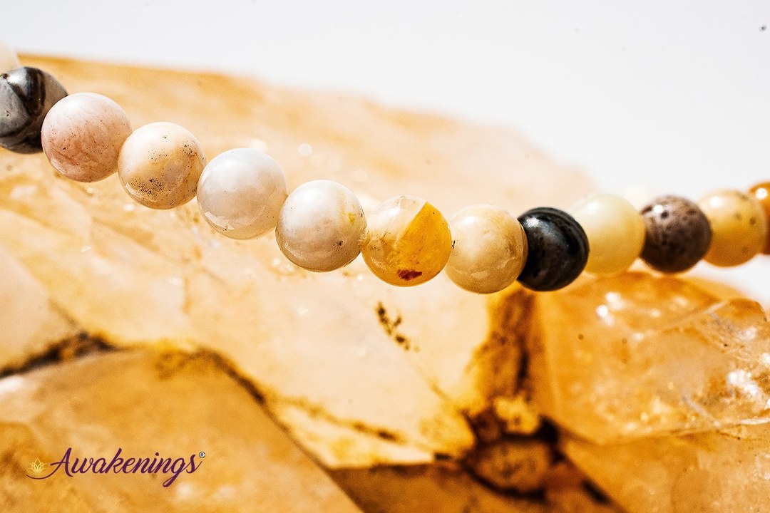Bamboo Leaf Agate Bracelet-4mm