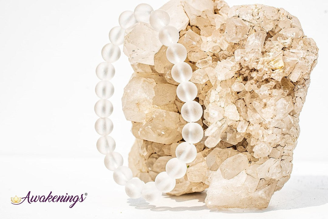 Matte Clear Quartz Bracelet-8mm