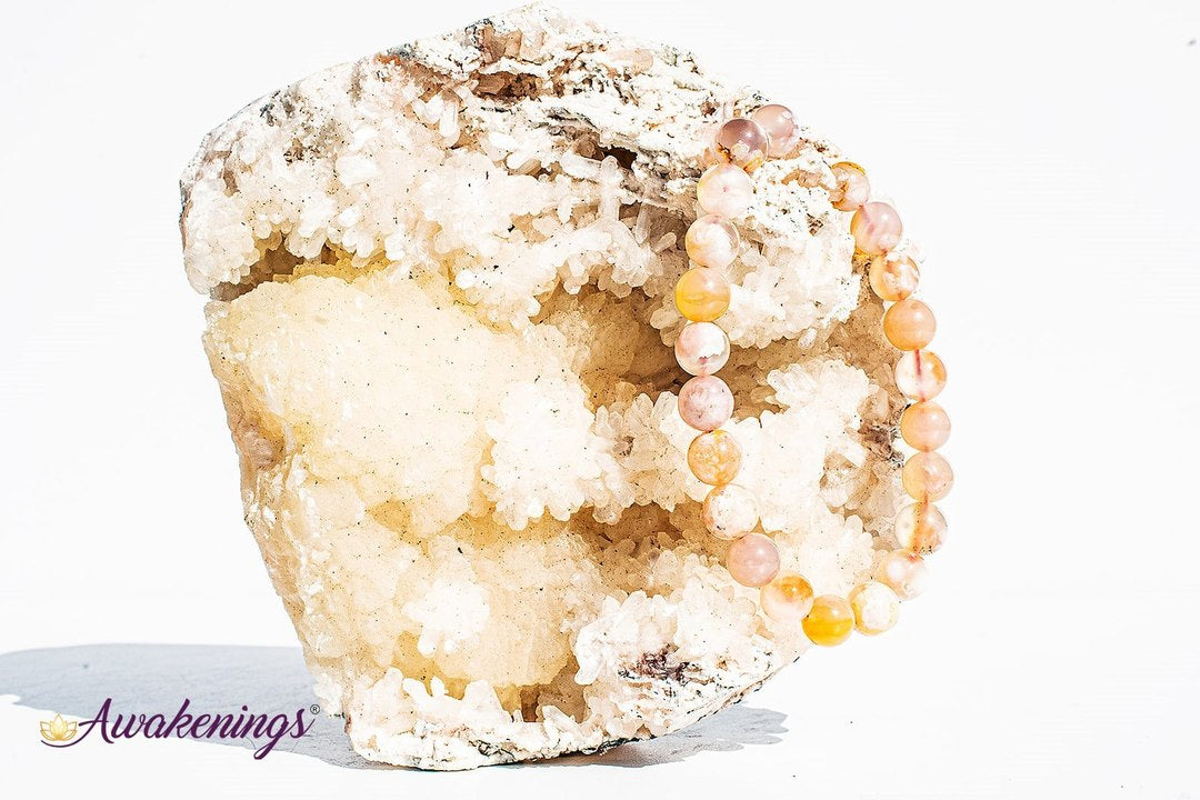 Flower Agate/Cherry Blossom Bracelet-8mm