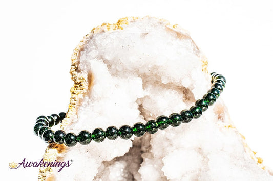 Green Sandstone/Goldstone Bracelet- 4mm