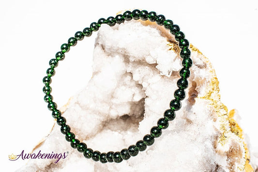 Green Sandstone/Goldstone Bracelet- 4mm