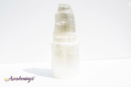 Selenite/Satin Spar Single Iceberg Tower Lamp-8"