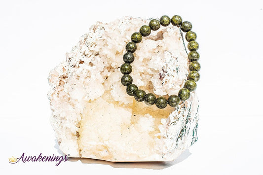 Epidote With Pyrite Bracelet -8mm