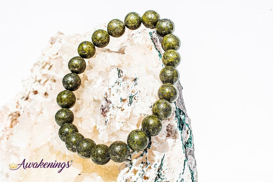 Epidote With Pyrite Bracelet -8mm