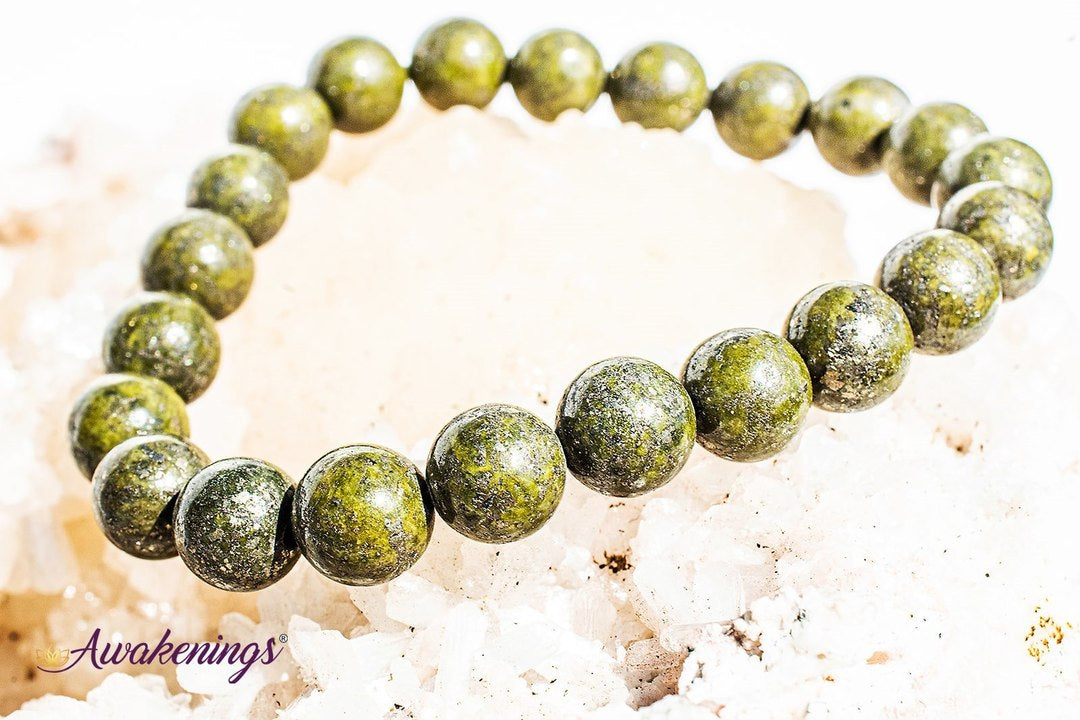 Epidote With Pyrite Bracelet -8mm