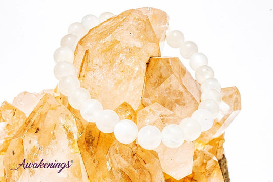 White Moonstone Bracelet- 8mm