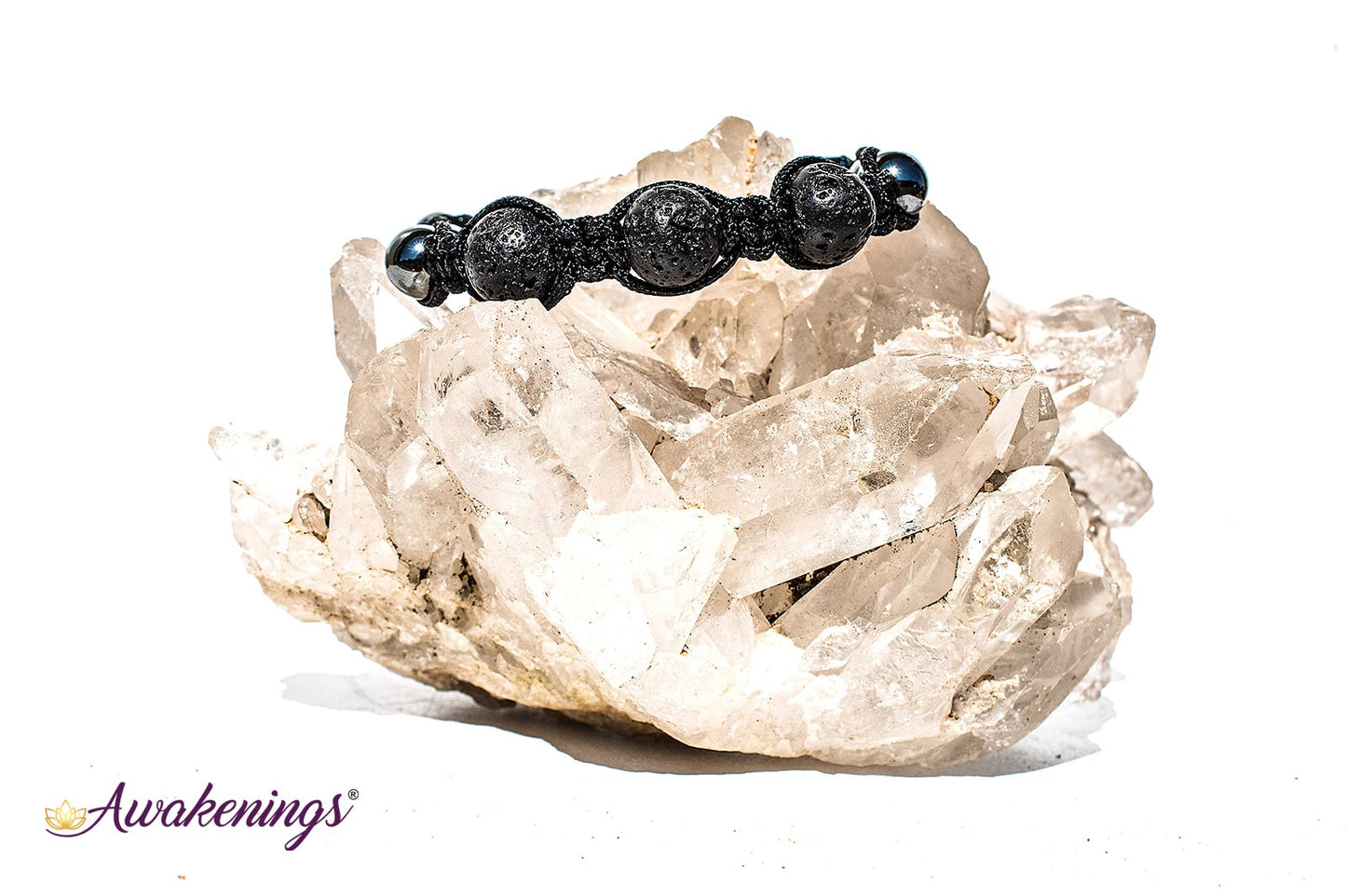 Lava Stone & Hematite Bracelet-Shamballa Paracord