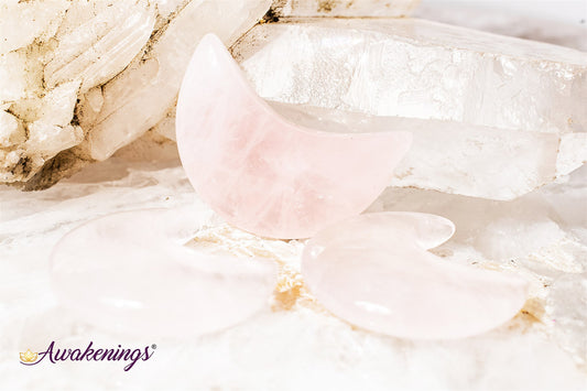Rose Quartz Crescent Moons-Medium