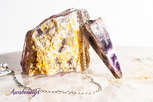 Amethyst Pendulum-Faceted Cone Point Silver Chain
