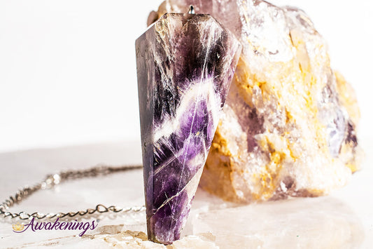 Amethyst Pendulum-Faceted Cone Point Silver Chain