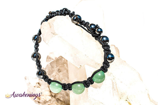 Green Aventurine & Hematite Bracelet-Shamballa Paracord