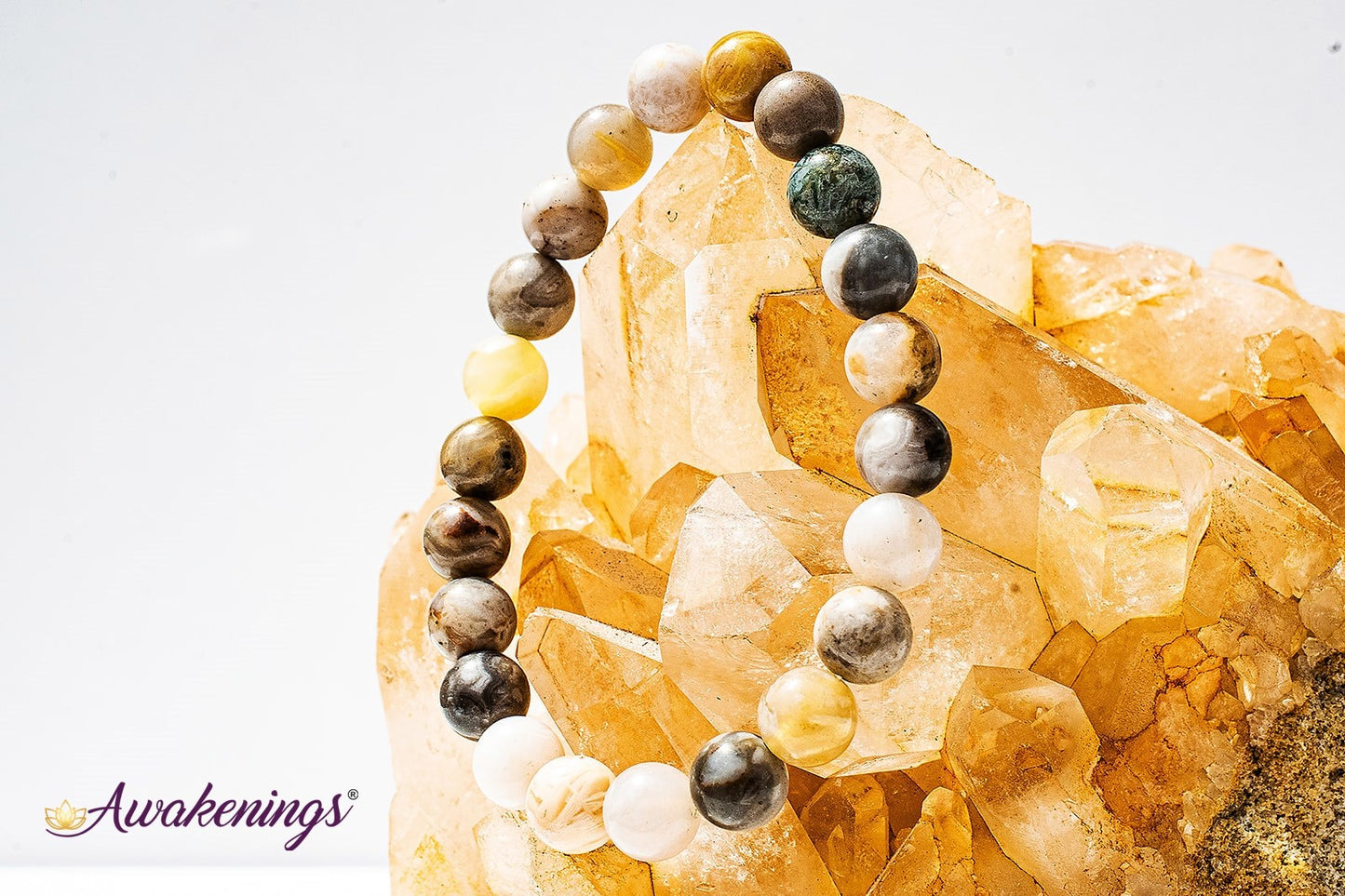 Bamboo Leaf Agate Bracelet-8mm