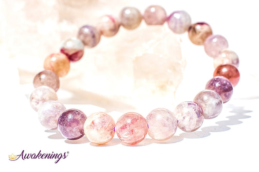 Red/Pink Tourmaline in Lepidolite (Unicorn) Bracelet - 6-7mm