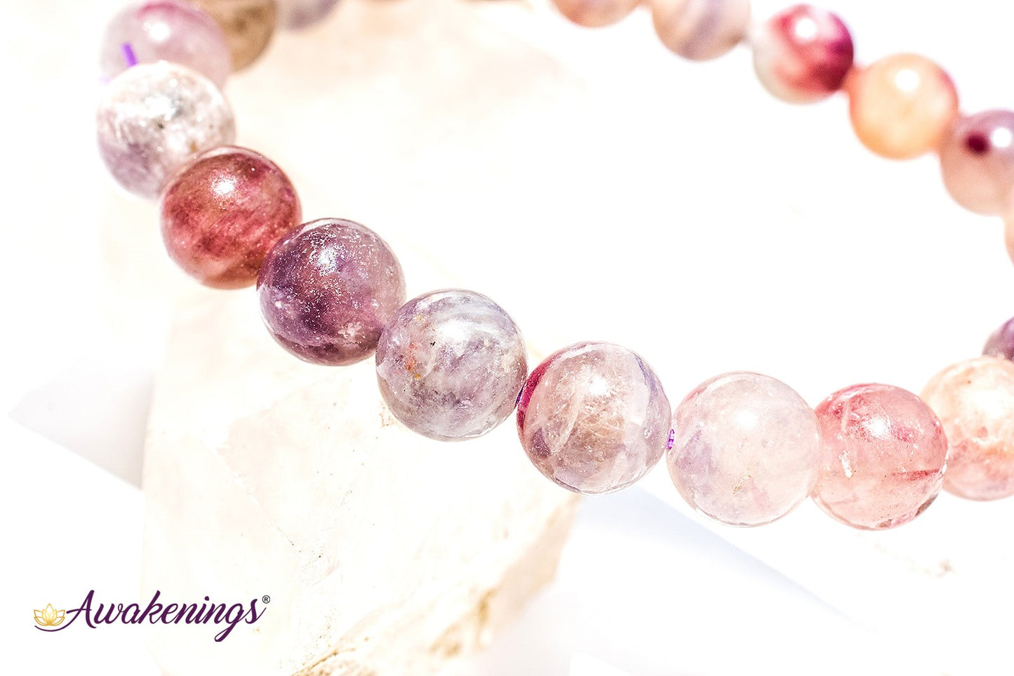 Red/Pink Tourmaline in Lepidolite (Unicorn) Bracelet - 6-7mm