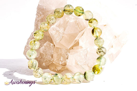 Green Prehnite (with Epidote Inclusions) Bracelet-8mm