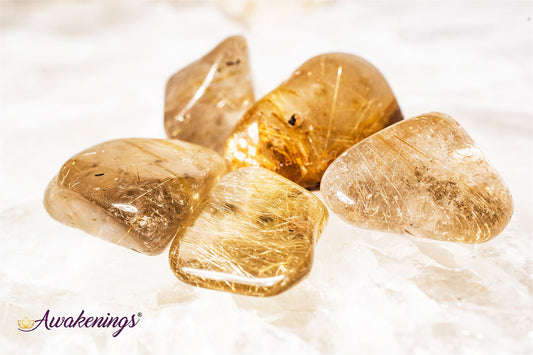 Rutilated Smoky Quartz - Gold Rutile Tumbled