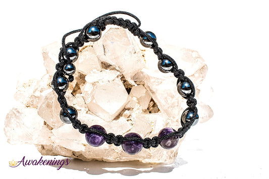 Amethyst & Hematite Bracelet-Shamballa Paracord