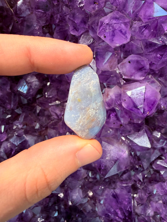 Blue Chalcedony & Moss Agate - Tumbled - 1 Stone