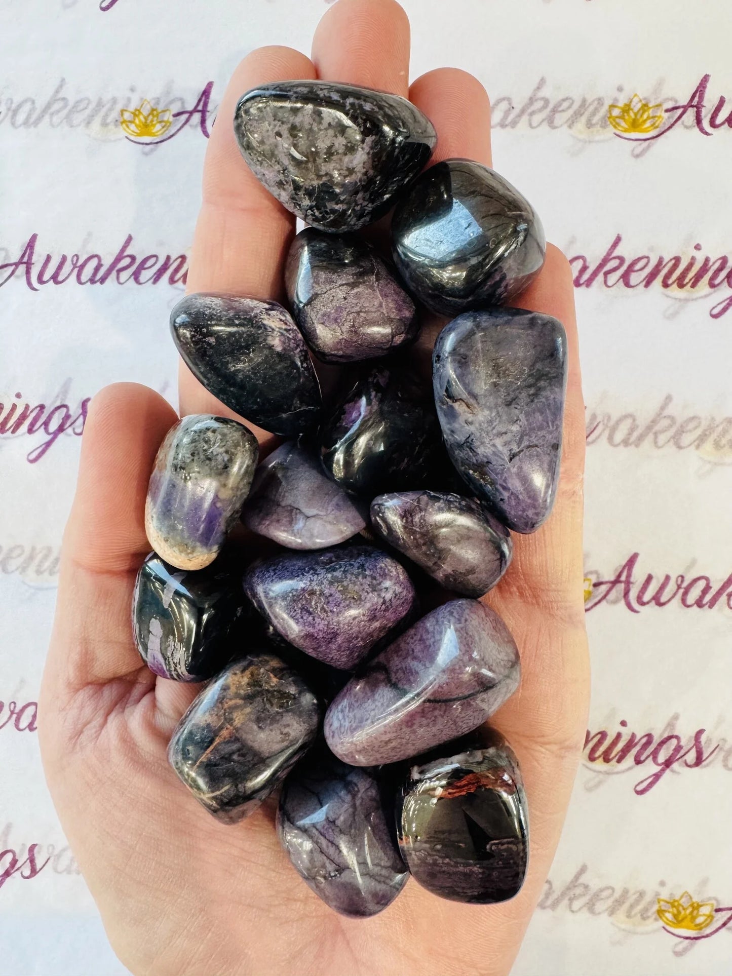 Sugilite, Richterite & Bustamite - Tumbled (Famous Wessels Mine)