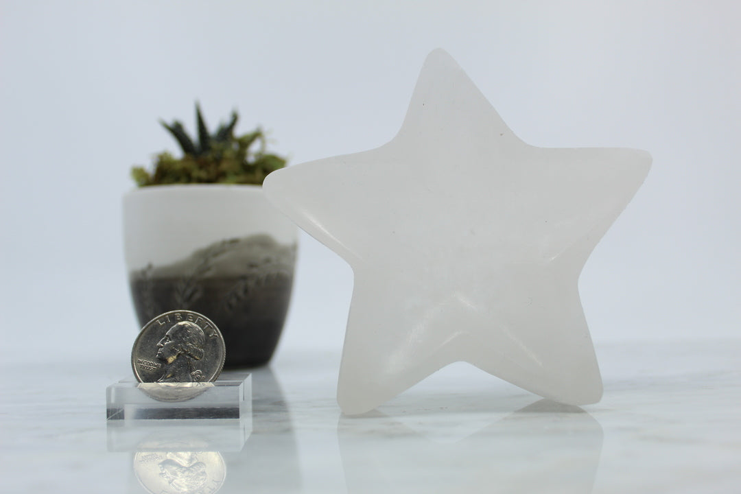 Selenite/Satin Spar Star Charging Bowl