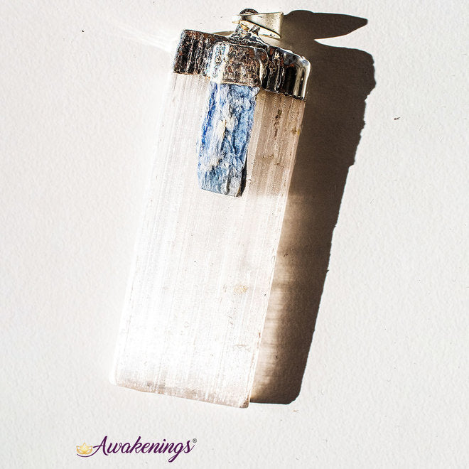 Selenite Blade & Blue Kyanite Pendant