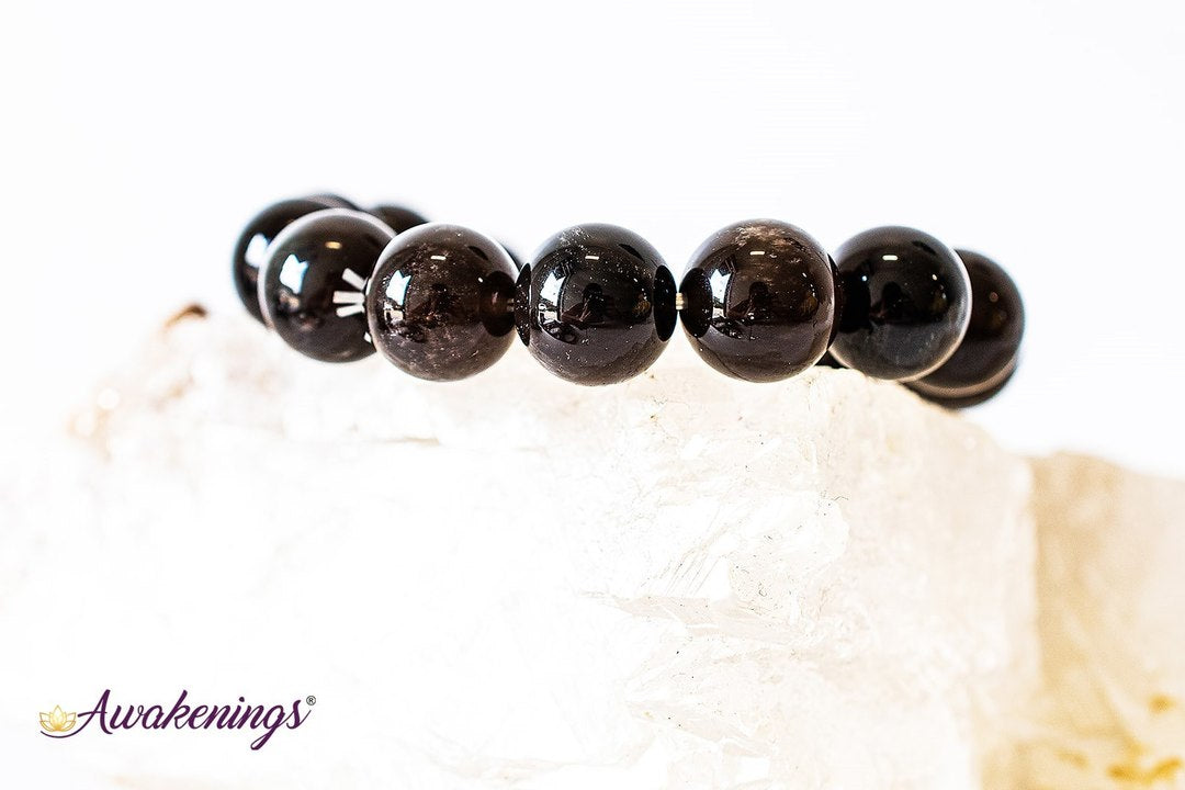 Smoky Black Obsidian Bracelet - 14mm