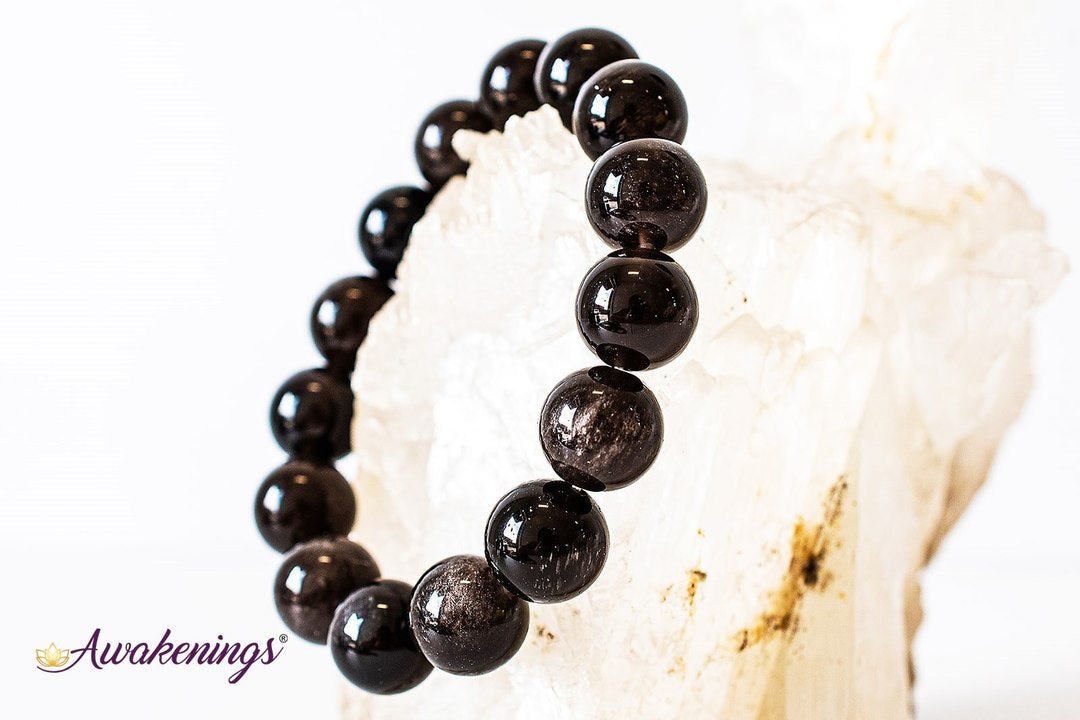 Smoky Black Obsidian Bracelet - 14mm