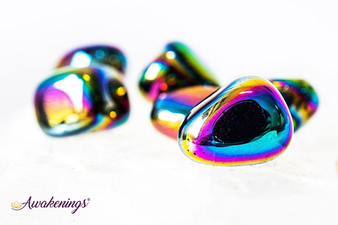 Black Obsidian Rainbow Aura-Tumbled