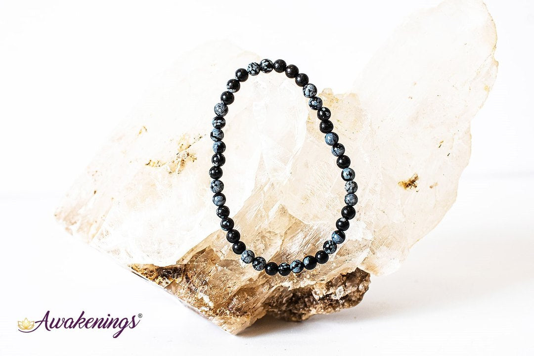 Snowflake Obsidian Bracelet- 4mm