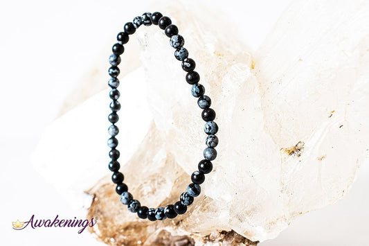 Snowflake Obsidian Bracelet- 4mm