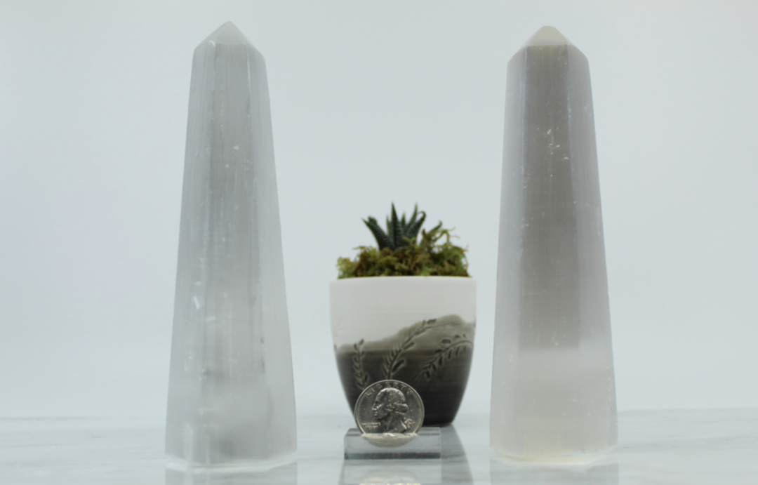 Selenite/Satin Spar Hexagon Tower