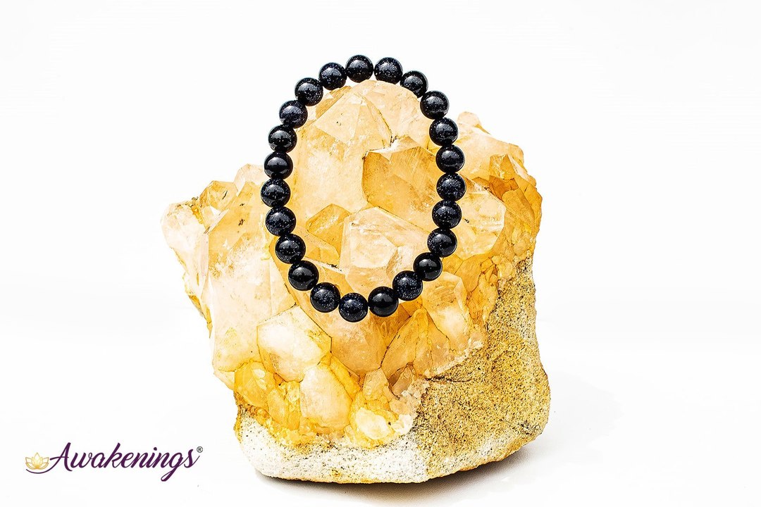 Blue Sandstone/Goldstone Bracelet-8mm