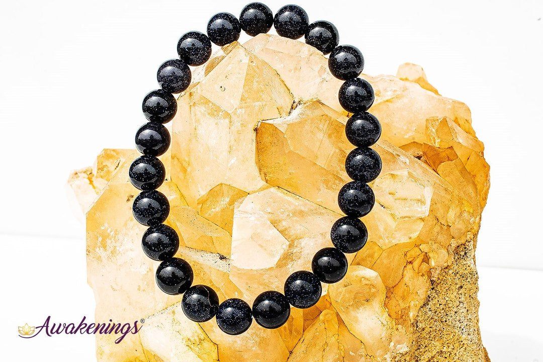 Blue Sandstone/Goldstone Bracelet-8mm