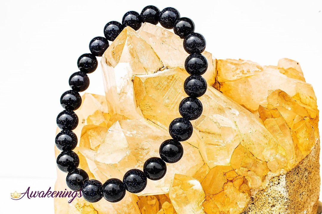 Blue Sandstone/Goldstone Bracelet-8mm