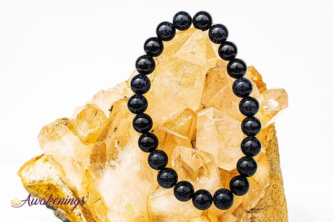 Blue Sandstone/Goldstone Bracelet-8mm