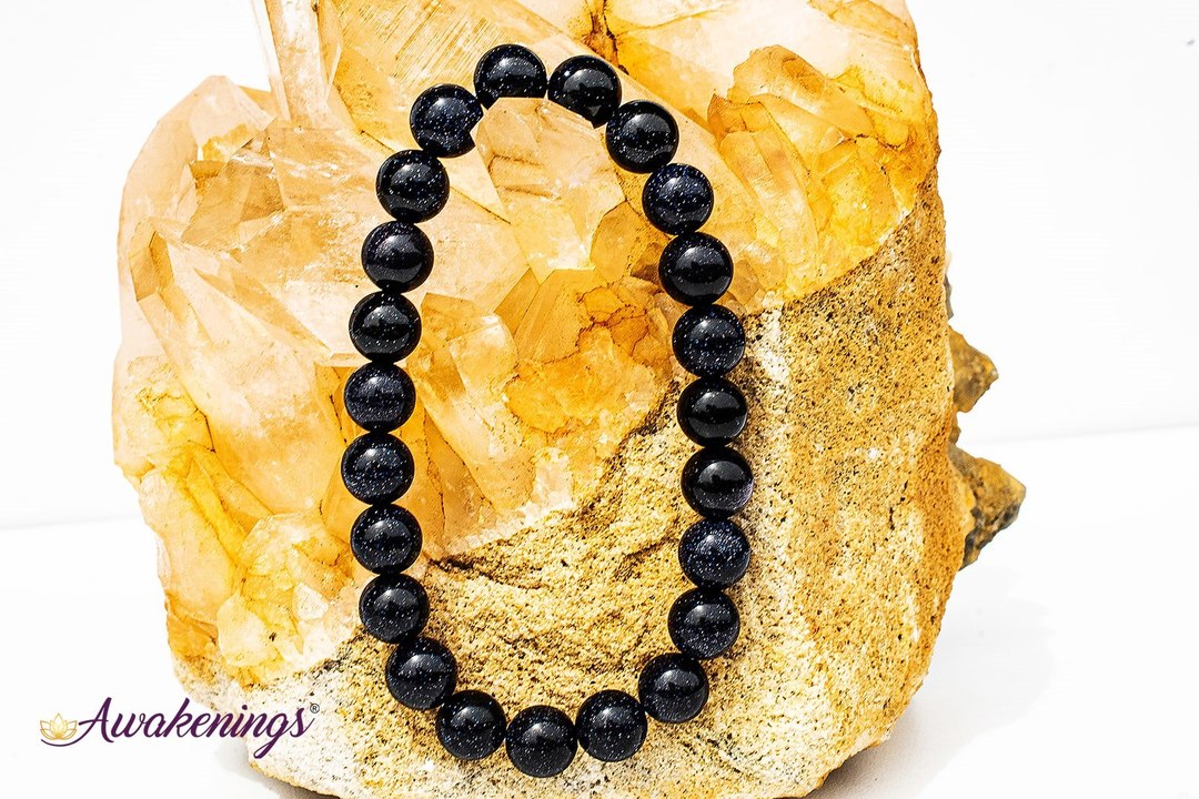 Blue Sandstone/Goldstone Bracelet-8mm