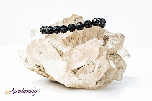 Faceted Black Agate Bracelet-8mm