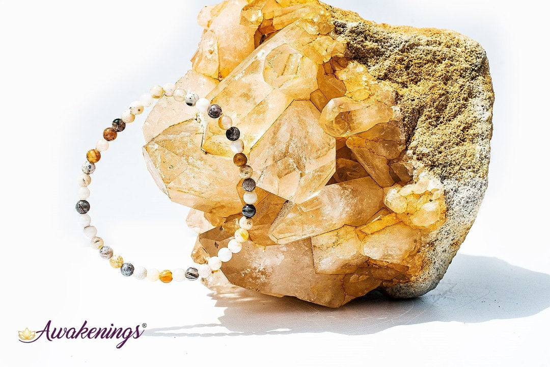 Bamboo Leaf Agate Bracelet-4mm