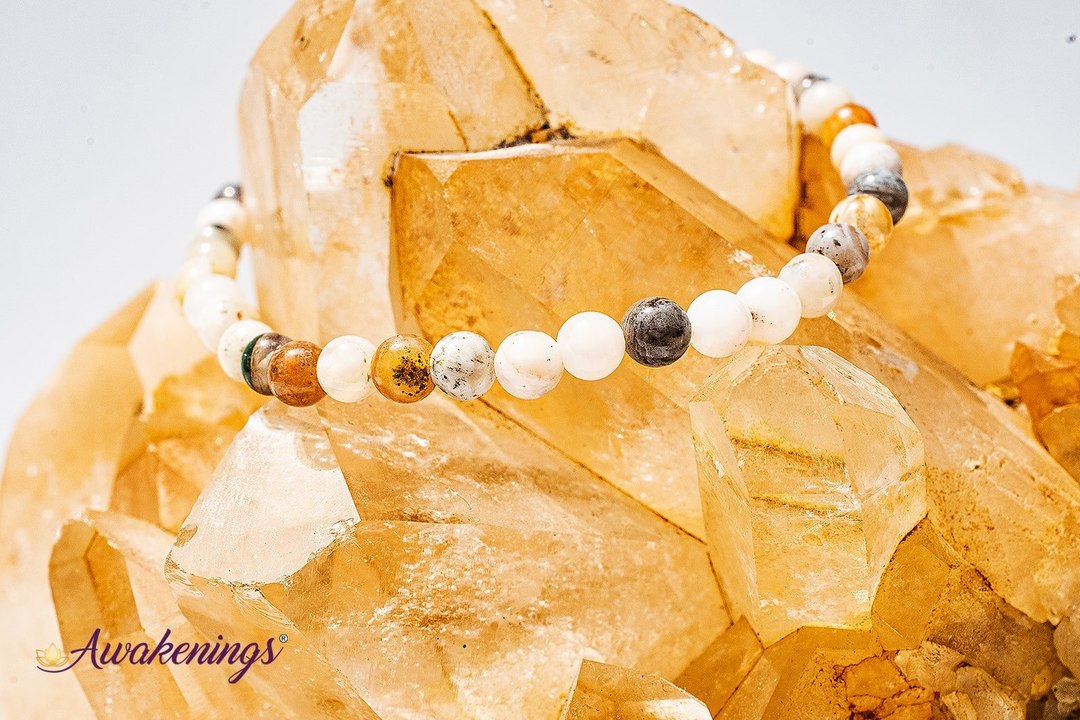 Bamboo Leaf Agate Bracelet-4mm