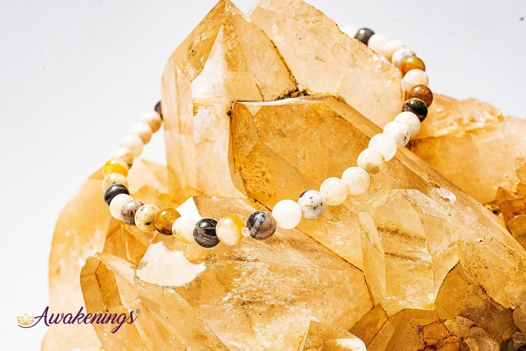 Bamboo Leaf Agate Bracelet-4mm