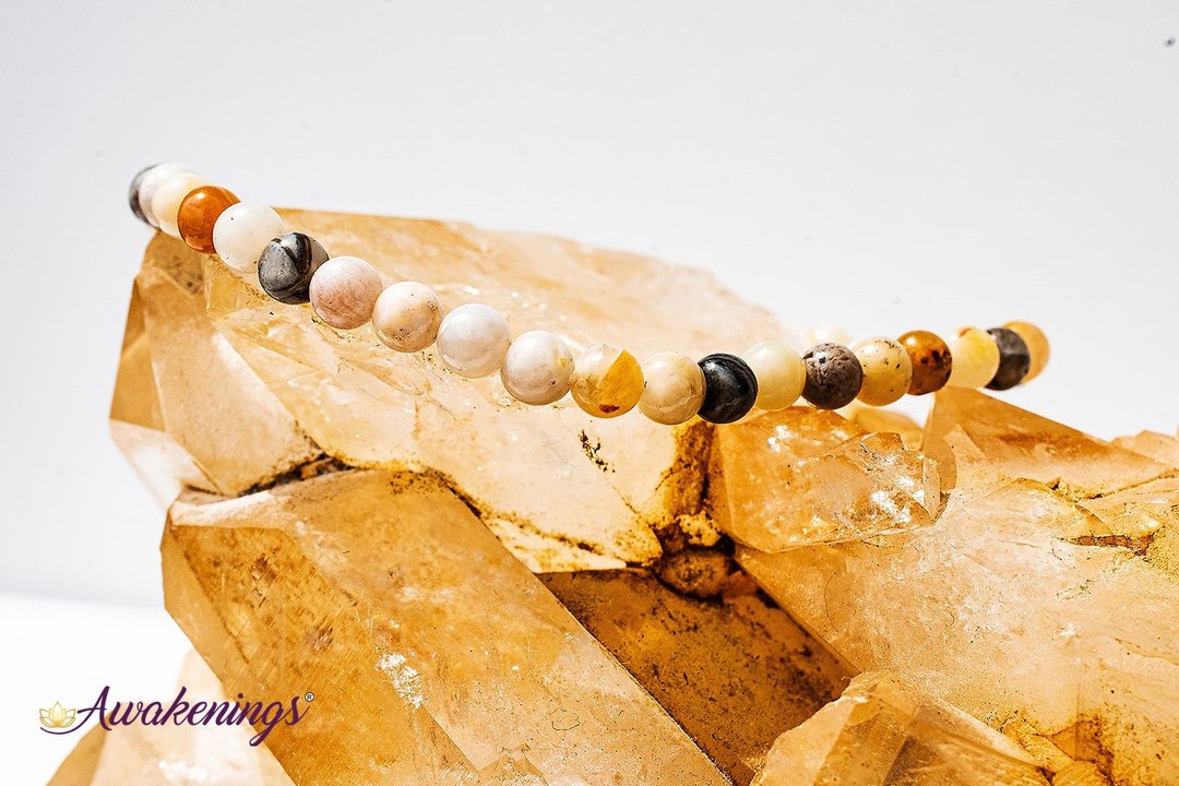 Bamboo Leaf Agate Bracelet-4mm