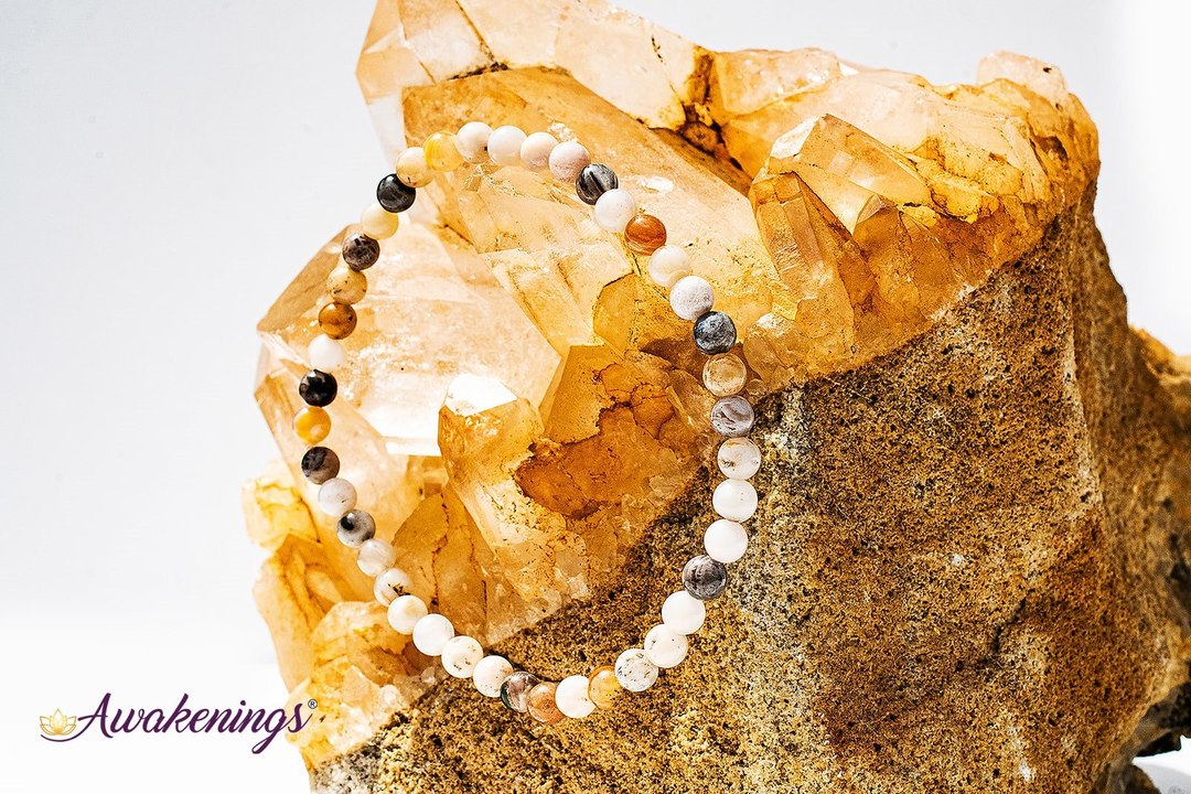 Bamboo Leaf Agate Bracelet-4mm