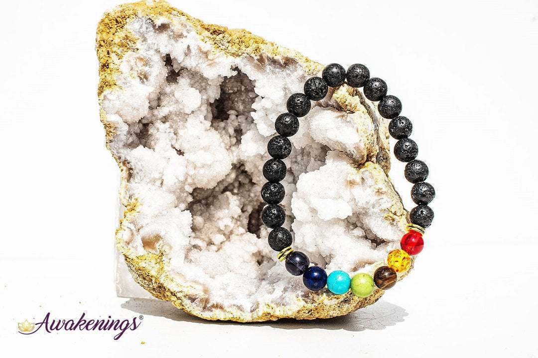 Chakra Oil Diffuser with Lava Bracelet-8mm
