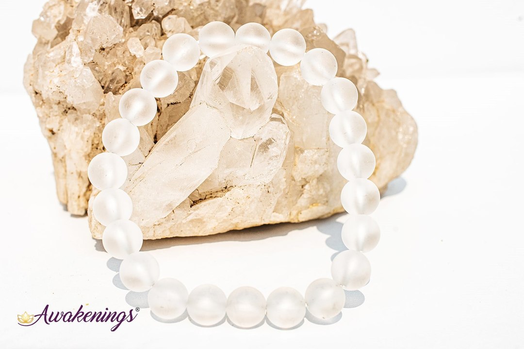 Matte Clear Quartz Bracelet-8mm